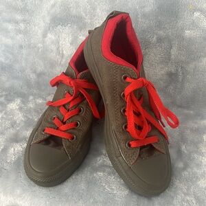 Converse All-Star Army Green & Red Low Top Sneakers Size Men 3/Women 5